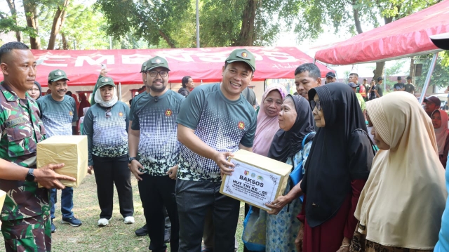 Kapolres Nganjuk Hadiri Bakti Sosial dan Olahraga Bersama Peringati HUT ke-80 TNI