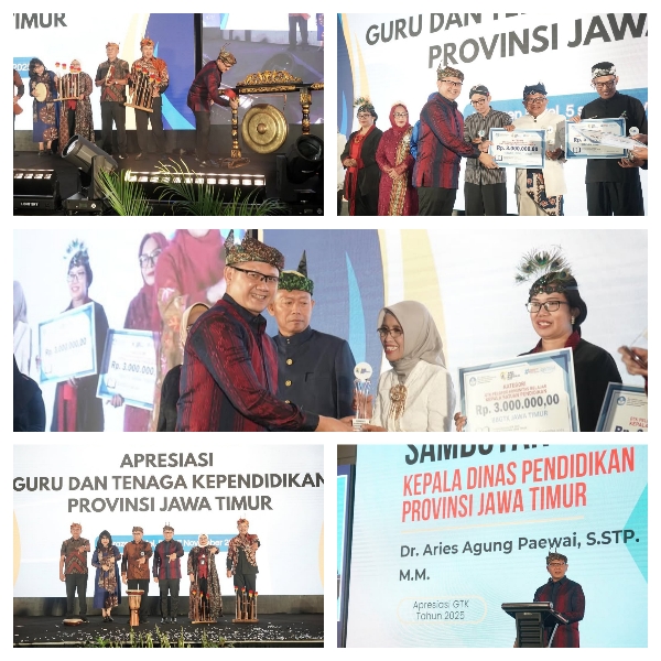 Kepala Dinas Pendidikan Provinsi Jawa Timur Menyerahkan Penghargaan Kepada Guru dan Tenaga Kependidikan Provinsi Jawa Timur oleh BBGTK Kemendikdasmen di Jawa Timur