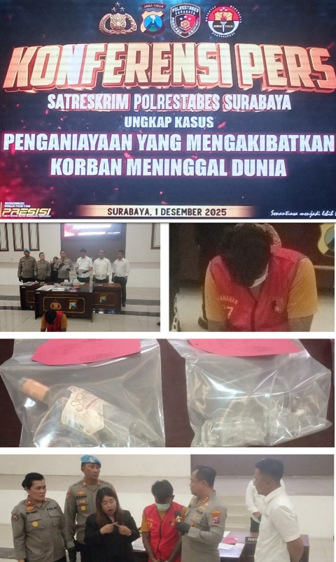 Satreskrim Polrestabes Surabaya Ungkap Kasus Penganiayaan yang Mengakibatkan Korban Meninggal Dunia