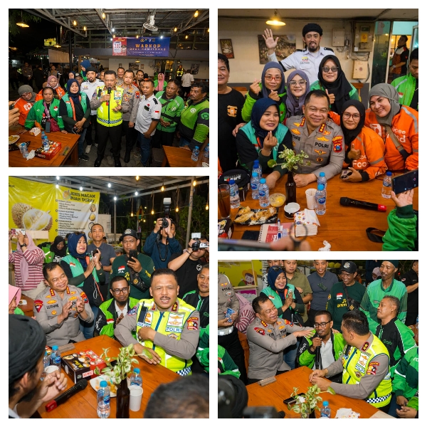 Driver Ojol Surabaya Diajak Jadi Pelopor Tertib Lalu Lintas dengan Mengundang Ngopi Bareng Kakorlantas Polri