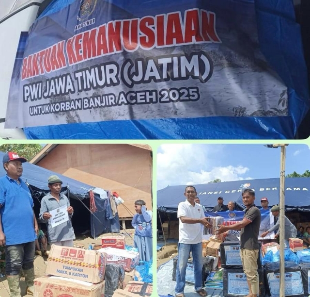 PWI Aceh Salurkan Bantuan Kemanusian dari PWI Jatim dan Malang Raya