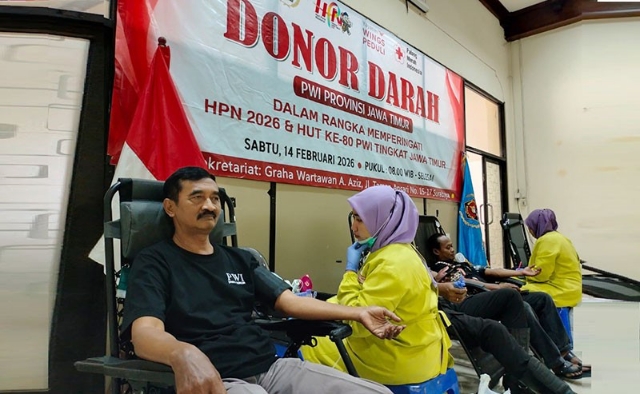 Donor Darah PWI Jatim Berlangsung Sukses