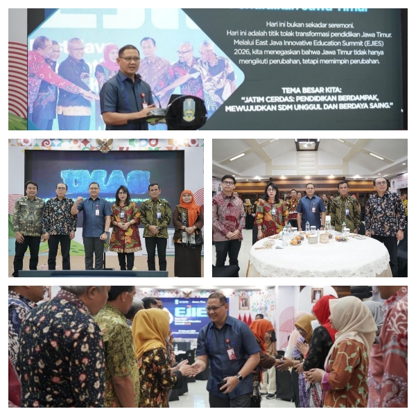 Kepala Dinas Pendidikan Provinsi Jawa Timur Melaunching EJIES 2026 Serta 2 Inovasi Bidang GTK dalam Memperkuat Transformasi Digital dan Inovasi Pendidikan Menuju Jatim Cerdas 2026