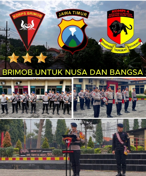 Kompi 4 Batalyon A Pelopor Medaeng Brimob Polda Jatim Gelar Apel Kesatuan Halal Bihalal