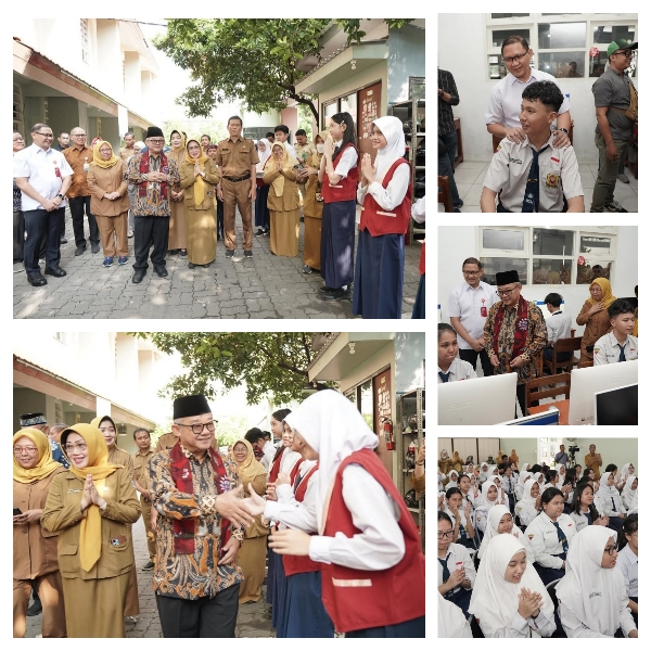 Kepala Dinas Pendidikan Provinsi Jawa Timur Dampingi Menteri Pendidikan Dasar dan Menengah RI dalam Peninjauan Langsung di SMPN 1 Surabaya
