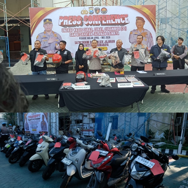 Polrestabes Surabaya dan Jajaran Ungkap 163 Kasus Kejahatan Jalanan, 192 Pelaku Ditangkap