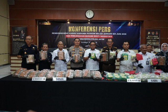 Polda Jatim Ungkap 3.157 Kasus Narkoba Semester I Tahun 2026, Selamatkan 2,79 Juta Jiwa dari Bahaya Narkotika