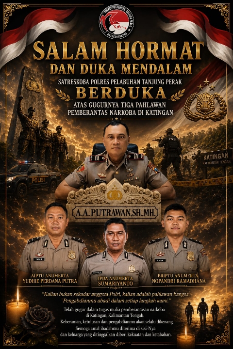 Salam Hormat dan Duka Mendalam, Satresnarkoba Polres Pelabuhan Tanjung Perak, Berduka atas Gugurnya Tiga Pahlawan Pemberantas Narkoba di Katingan Kalteng