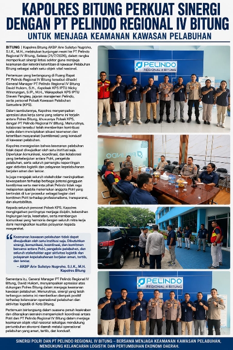 Kapolres Bitung Perkuat Sinergi dengan PT Pelindo Regional IV Bitung untuk Menjaga Keamanan Kawasan Pelabuhan